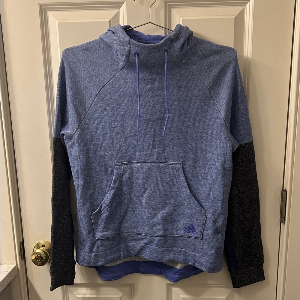 Adidas Heather Blue and Black Men's Hoodie